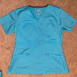 Cherokee turquoise/brown scrub top